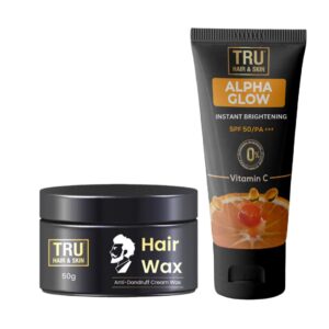 Truhair&skin All Alpha Glow Instant Brightening SPF 50 Sunscreen with Hair Wax Cream For Men